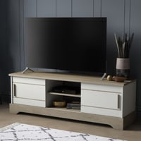 Meuble TV Charme-chêne Kronberg/blanc structuré