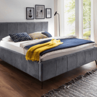 Lit double Lizzie 180x200cm avec espace de rangement - anthracite