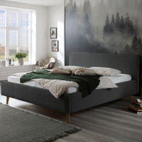 Lit double Madras 180x200cm velours côtelé - anthracite