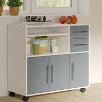 Armoire d'appoint Cesar pour four à micro-ondes - blanc/gris céladon