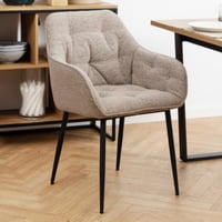 Chaise de salle à manger Bridget tissu et métal - beige/noir
