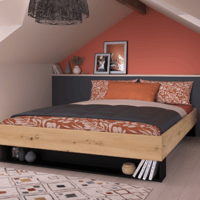 Lit double Stamp | 206 x 163.8 x 37.7 cm | Artisan Oak Brown