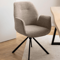 Chaise de salle à manger pivotante Jarno avec accoudoirs - beige/noir