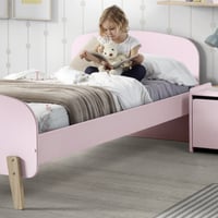 Lit d'enfant 90x200 cm avec sommier à lattes et table de chevet Kiddy-rose