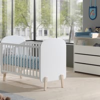 Lit bébé 60x120 cm et commode avec tablette à langer-blanc 