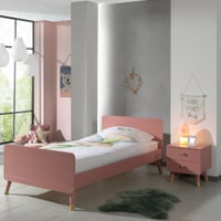 Lit 90x200 cm Billy avec sommier à lattes et table de chevet-rose