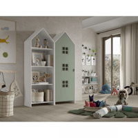 Armoire 2 pièces Casami Bruges - 115x37x172 cm - Blanc/Vert olive