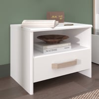 Table de chevet Sueno avec tiroir de rangement - blanc/décor chêne