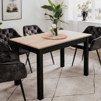Table à manger extensible Coburg 120/160 x 70cm - décor chêne / noir
