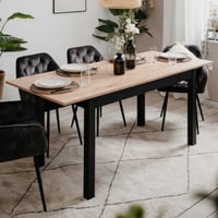Table à manger extensible Coburg 140/180 x 80cm - décor chêne / noir