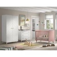 Ensemble de chambre Billy - Armoire à deux portes, commode, table à langer et lit bébé - Rose/blanc 