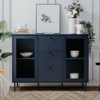 Commode Carillon 120cm avec deux portes & trois tiroirs - bleu marine
