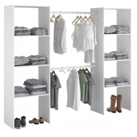 Armoire Botan 220cm, 6 étagères & 2 tringles à vêtements - blanc