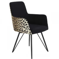 Chaise de salle à manger Cleontine-noir/imprimé léopard