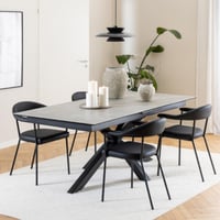 Table de salle à manger extensible Hennie - plateau en céramique - gris