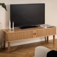 Meuble tv Langley - 140x40x45cm - 2 portes - placage chêne