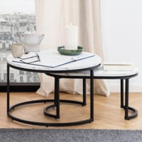 Ensemble de tables basse Spiro - 2-pièces - décor marbre/noir