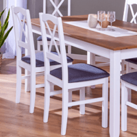 Chaise de salle à manger Zofia avec coussin d'assise - bois pin laqué blanc