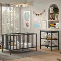 Chambre junior Dino: lit junior 70x140cm et table à langer - anthracite