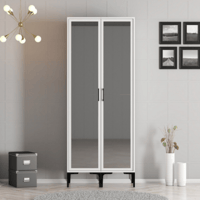 Armoire Kassian avec 2 miroirs - 201,4x80x47,5 cm - MDF/blanc 