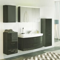 Salle de bain Florent: armoires murales, armoire de toilette, meuble évier, colonne - gris brillant