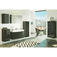 Salle de bain Florent: armoires murales, armoire de toilette, meuble évier, colonne, rangement - gris brillant