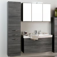 Salle de bain Florent: colonne, armoire de toilette, meuble évier - chêne gris