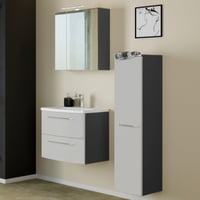 Salle de bain Gene: armoire de toilette, meuble évier, colonne - graphite/gris clair