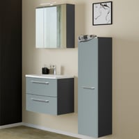 Salle de bain Gene: armoire de toilette, meuble évier, colonne - graphite/vert fjord