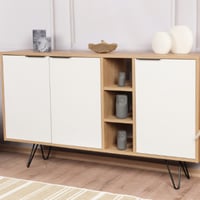 Console Fashion en bois | Mélaminé | Epaisseur 18mm | Pieds en métal | Chêne blanc