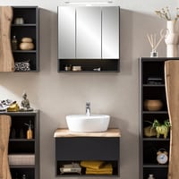 Combinaison de salle de bains Karan 8- anthracite/ chêne