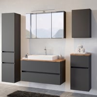 Salle de bains Pisca: armoires suspendues, armoire de toilette, meuble évier, colonne - gris graphite