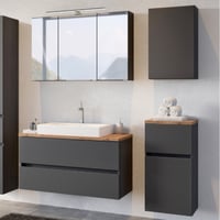 Salle de bains Pisca: armoires suspendues, armoire de toilette, meuble évier - gris graphite