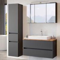 Salle de bains Pisca: armoire de toilette, meuble évier, colonne - gris graphite