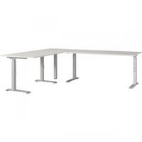 Bureau d'angle Cornel - 240x200x91cm - réglable - gris clair