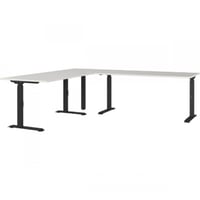 Bureau d'angle Cornel - 240x220x91cm - réglable - gris clair/noir