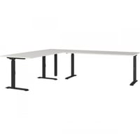 Bureau d'angle Cornel - 260x220x91cm - réglable - gris clair/noir