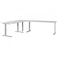 Bureau d'angle Cornel - 260x220x91cm - réglable - gris clair