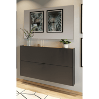 Armoire à chaussures Elton avec miroir - gris graphite