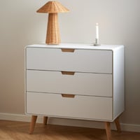 Chiffonnier Lowell - 3 tiroirs - blanc/bois chêne