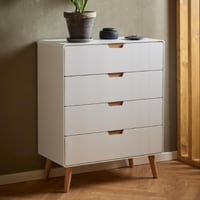 Chiffonnier Lowell - 4 tiroirs - blanc/chêne