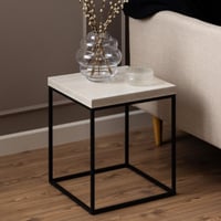 Table basse Barossa - 40x40x45cm - décor travertin