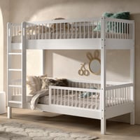 Lit superposé Forrest 90x200cm avec barrière de lit - bois de hêtre blanc