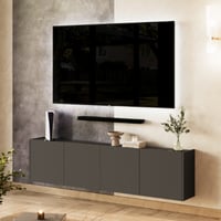 Meuble TV Piano - 183x25x45cm - 4 portes - anthracite