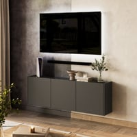 Meuble TV Piano - 138x25x45cm - 3 portes - anthracite