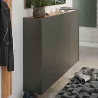 Armoire d'entrée Lydia - 138x25x87cm - 3 portes - anthracite/décor chêne