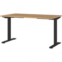 Bureau Cornel réglable électriquement - 140x80x72cm - décor chêne/noir