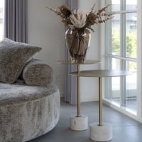 Table d'appoint Lecco - Laiton/Marbre | Ø51x52 cm