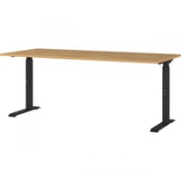 Bureau Cornel - 180x80x91cm - réglable - décor chêne/noir