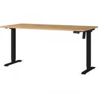 Bureau Ergoflex electriquement réglable - 160x80x120cm - décor chêne/noir